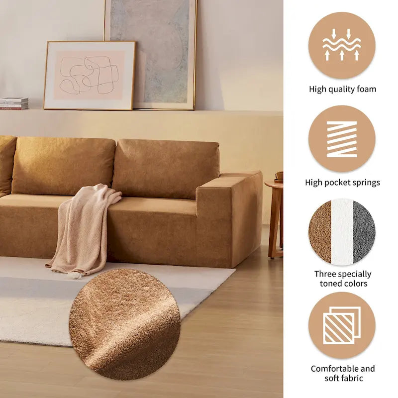 Canapé modulable 147, canapé d'angle avec assise large, combinaison libre