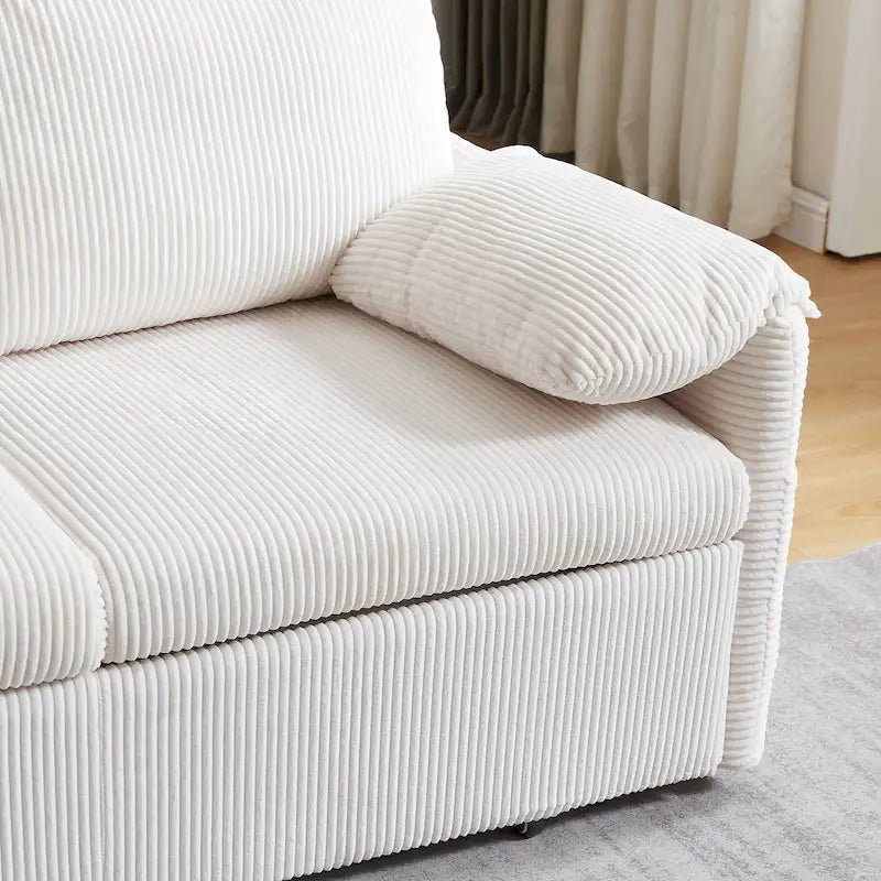 Divano Loveseat da 164 cm con Letto Estraibile, Divano Letto Convertibile in Velluto a Coste