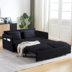 Divano Loveseat da 164 cm con Letto Estraibile, Divano Letto Convertibile in Velluto a Coste