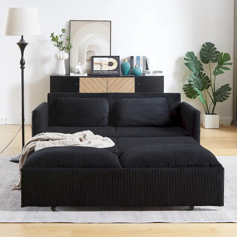 Divano Loveseat da 164 cm con Letto Estraibile, Divano Letto Convertibile in Velluto a Coste