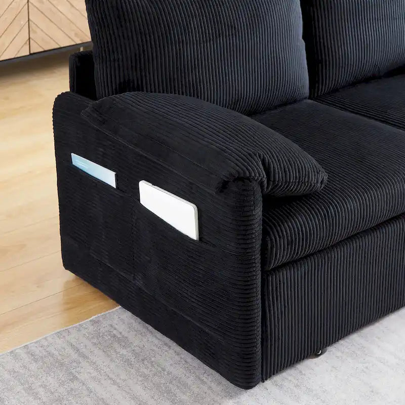 Divano Loveseat da 164 cm con Letto Estraibile, Divano Letto Convertibile in Velluto a Coste