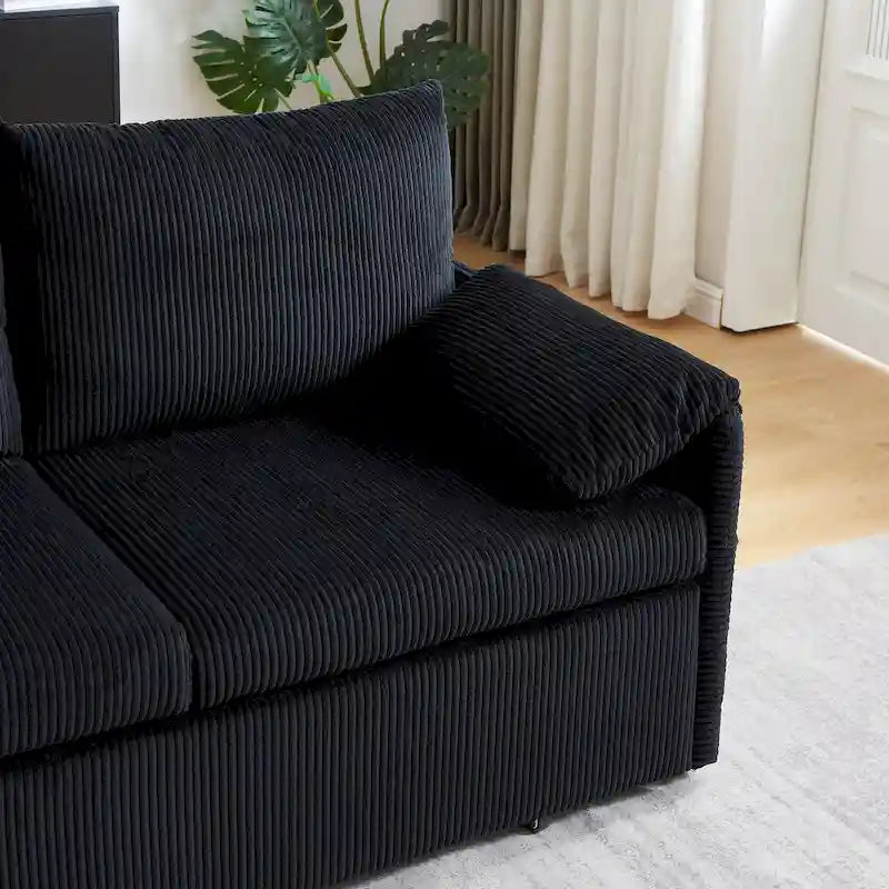 Divano Loveseat da 164 cm con Letto Estraibile, Divano Letto Convertibile in Velluto a Coste