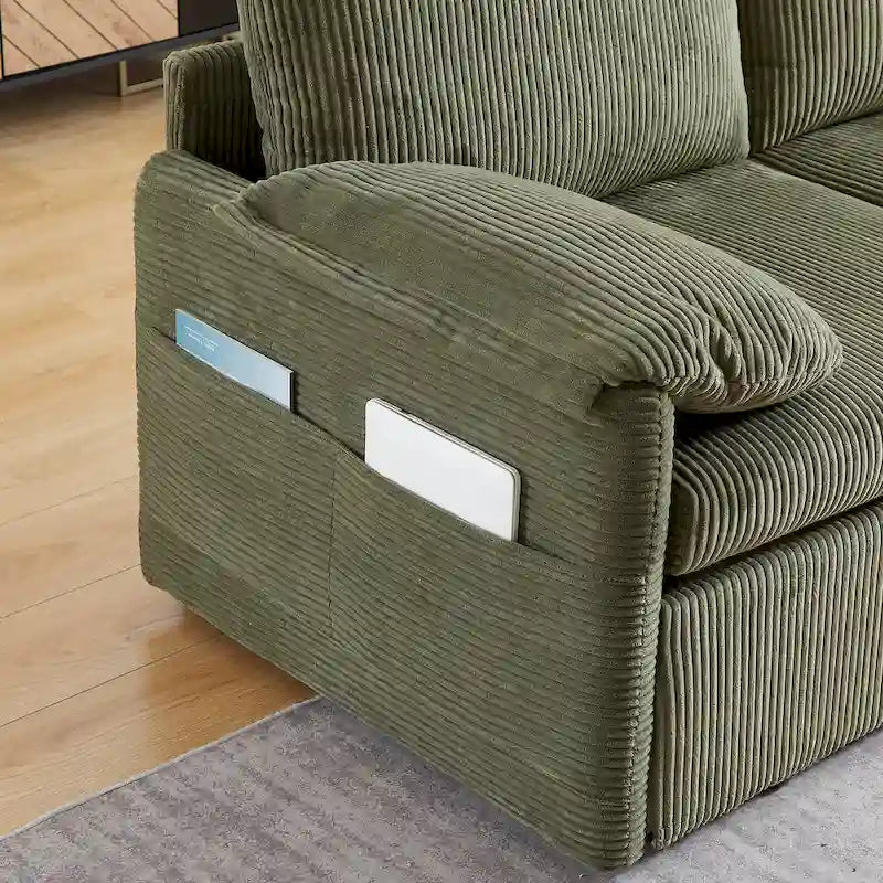 Divano Loveseat da 164 cm con Letto Estraibile, Divano Letto Convertibile in Velluto a Coste