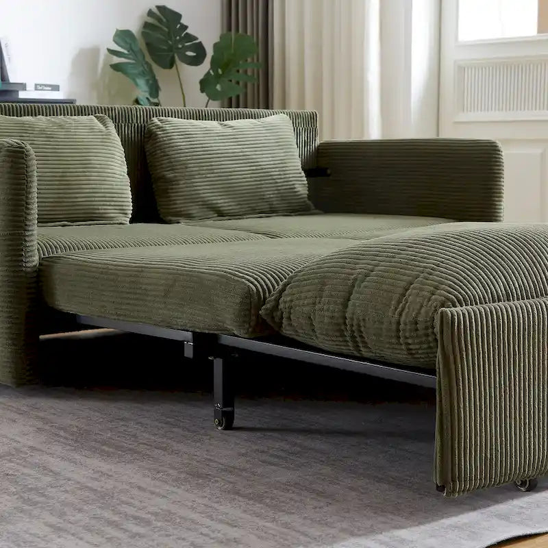 Divano Loveseat da 164 cm con Letto Estraibile, Divano Letto Convertibile in Velluto a Coste