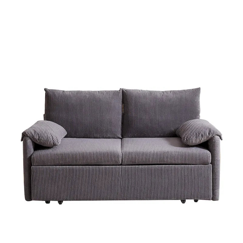 Divano Loveseat da 164 cm con Letto Estraibile, Divano Letto Convertibile in Velluto a Coste