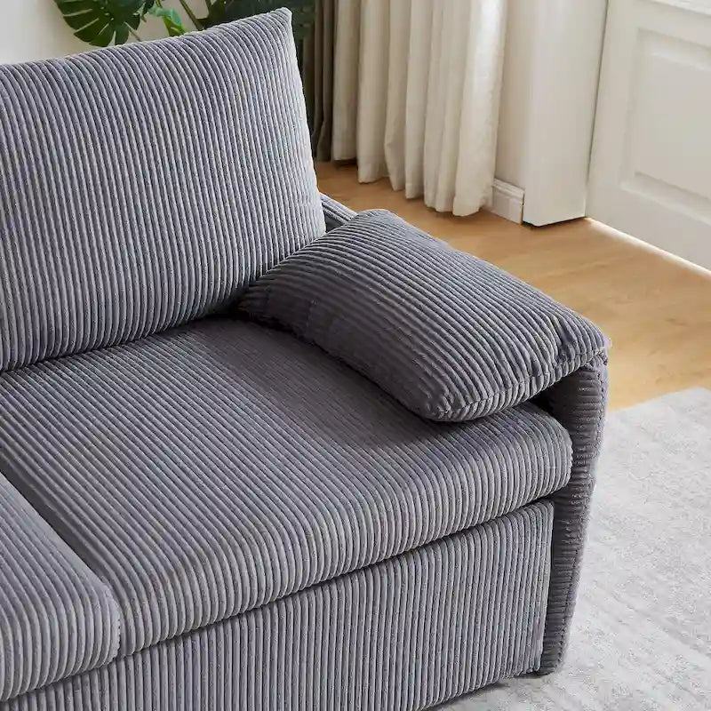 Divano Loveseat da 164 cm con Letto Estraibile, Divano Letto Convertibile in Velluto a Coste