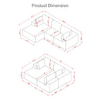 Canapé d'angle modulaire en forme de L de 108,3 pouces avec méridienne