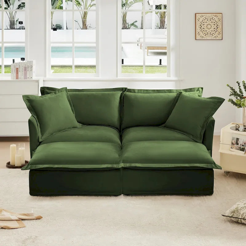 83.4 Chenille 2-Seater Sectional Sofa with Ottomans