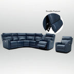 Canapé d'angle électrique 6 places en cuir véritable 104 L et fauteuil inclinable 39 L avec zéro gravité, ports USB, 2 fauteuils fixes sans accoudoirs