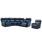 Canapé d'angle électrique 6 places en cuir véritable 104 L et fauteuil inclinable 39 L avec zéro gravité, ports USB, 2 fauteuils fixes sans accoudoirs