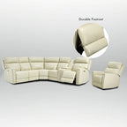 Canapé d'angle électrique 6 places en cuir véritable 104 L et fauteuil inclinable 39 L avec zéro gravité, ports USB, 2 fauteuils fixes sans accoudoirs