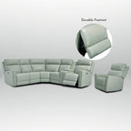 Canapé d'angle électrique 6 places en cuir véritable 104 L et fauteuil inclinable 39 L avec zéro gravité, ports USB, 2 fauteuils fixes sans accoudoirs