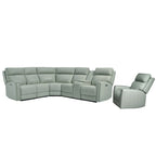 Canapé d'angle électrique 6 places en cuir véritable 104 L et fauteuil inclinable 39 L avec zéro gravité, ports USB, 2 fauteuils fixes sans accoudoirs