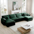 Divano sezionale modulare a U in velluto a coste oversize da 6 pezzi con pouf