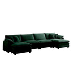 Divano sezionale modulare a U in velluto a coste oversize da 6 pezzi con pouf