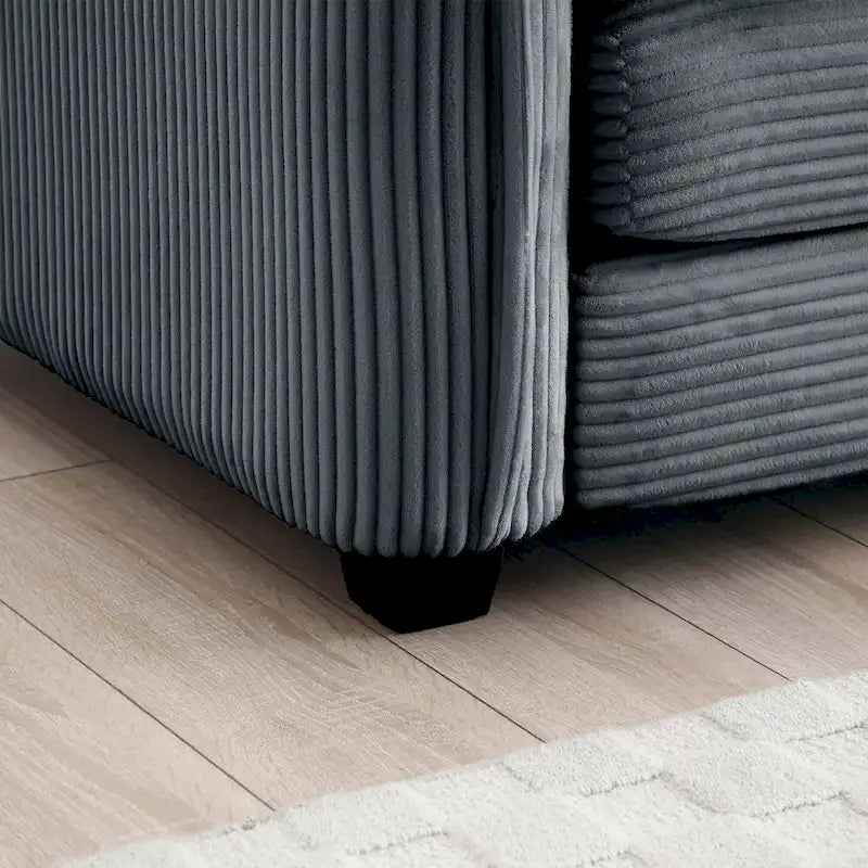 Divano sezionale modulare a U in velluto a coste oversize da 6 pezzi con pouf