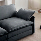 Divano sezionale modulare a U in velluto a coste oversize da 6 pezzi con pouf