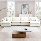 Divano sezionale modulare a U in velluto a coste oversize da 6 pezzi con pouf