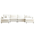 Divano sezionale modulare a U in velluto a coste oversize da 6 pezzi con pouf
