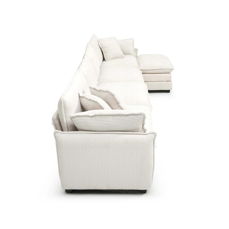 Divano sezionale modulare a U in velluto a coste oversize da 6 pezzi con pouf