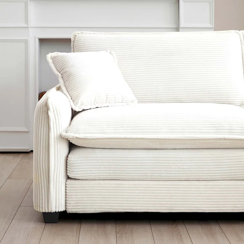 Divano sezionale modulare a U in velluto a coste oversize da 6 pezzi con pouf