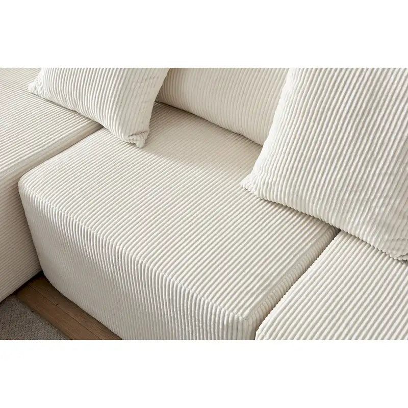 Divano modulare a L in velluto a coste Cloud da 275 cm con chaise longue