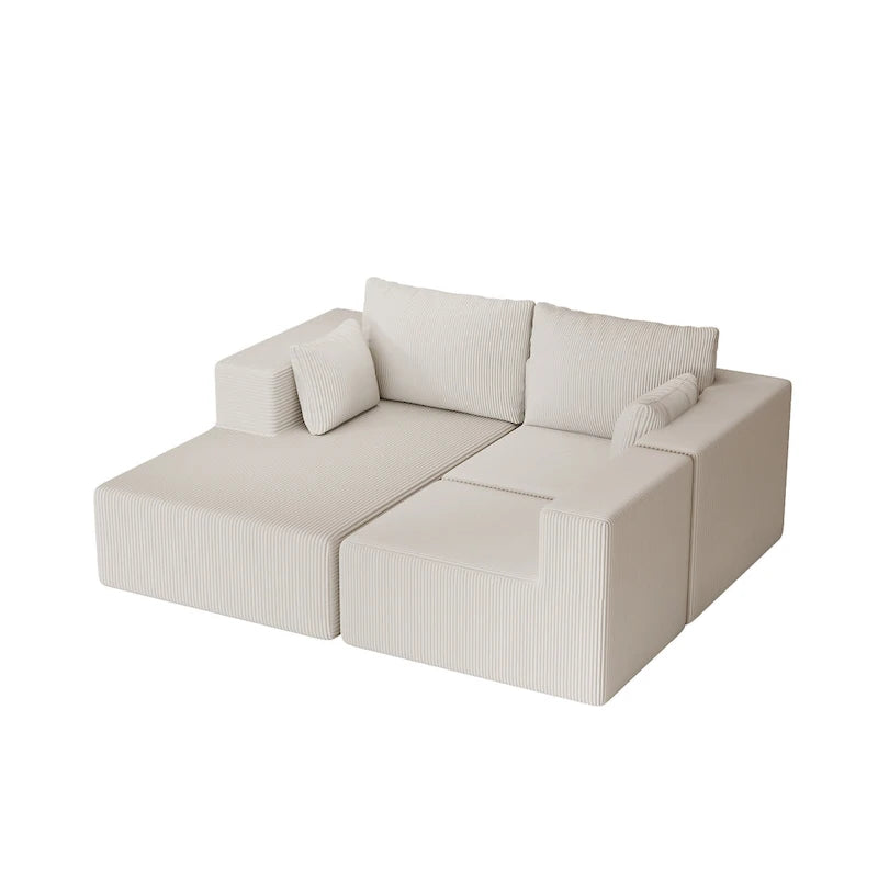Divano modulare a L in velluto a coste Cloud da 275 cm con chaise longue