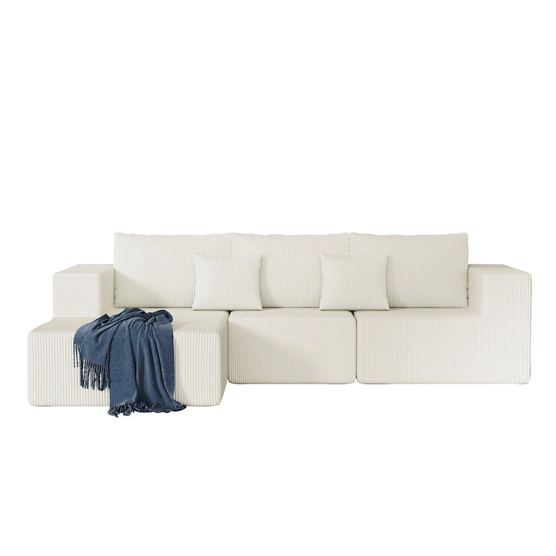 Divano modulare a L in velluto a coste Cloud da 275 cm con chaise longue