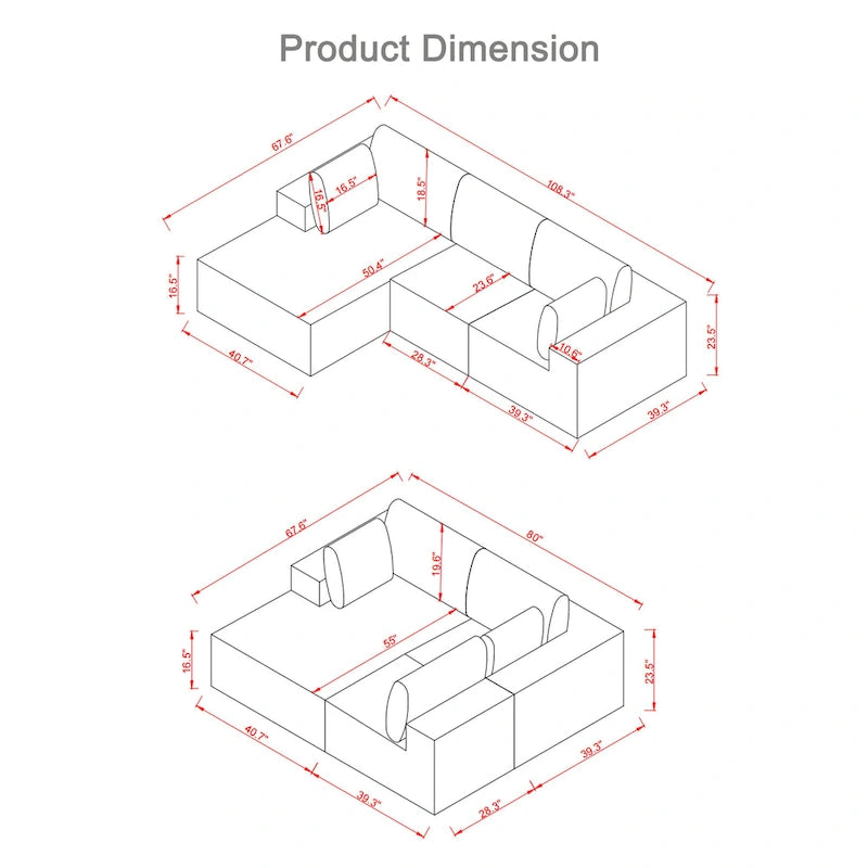 Divano modulare a L in velluto a coste Cloud da 275 cm con chaise longue