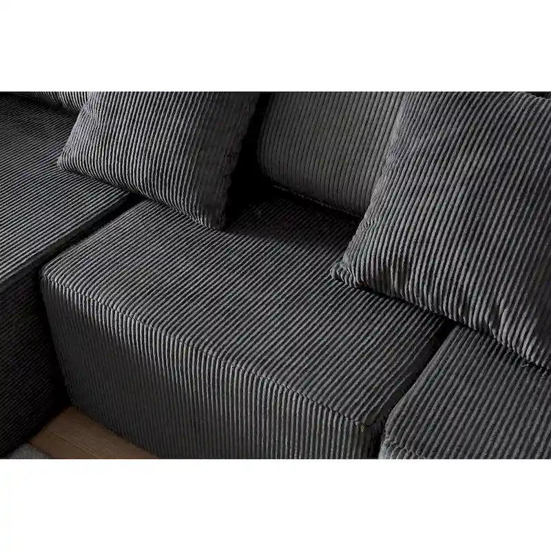 Divano modulare a L in velluto a coste Cloud da 275 cm con chaise longue