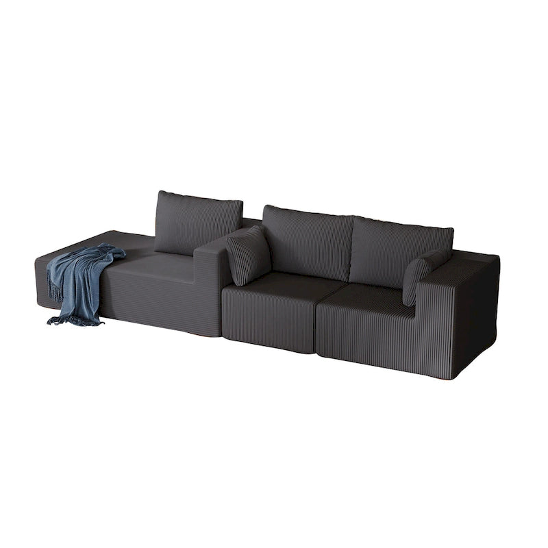 Divano modulare a L in velluto a coste Cloud da 275 cm con chaise longue