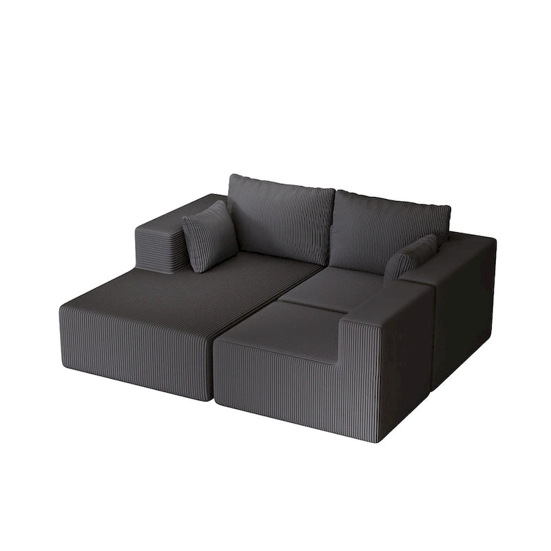 Divano modulare a L in velluto a coste Cloud da 275 cm con chaise longue