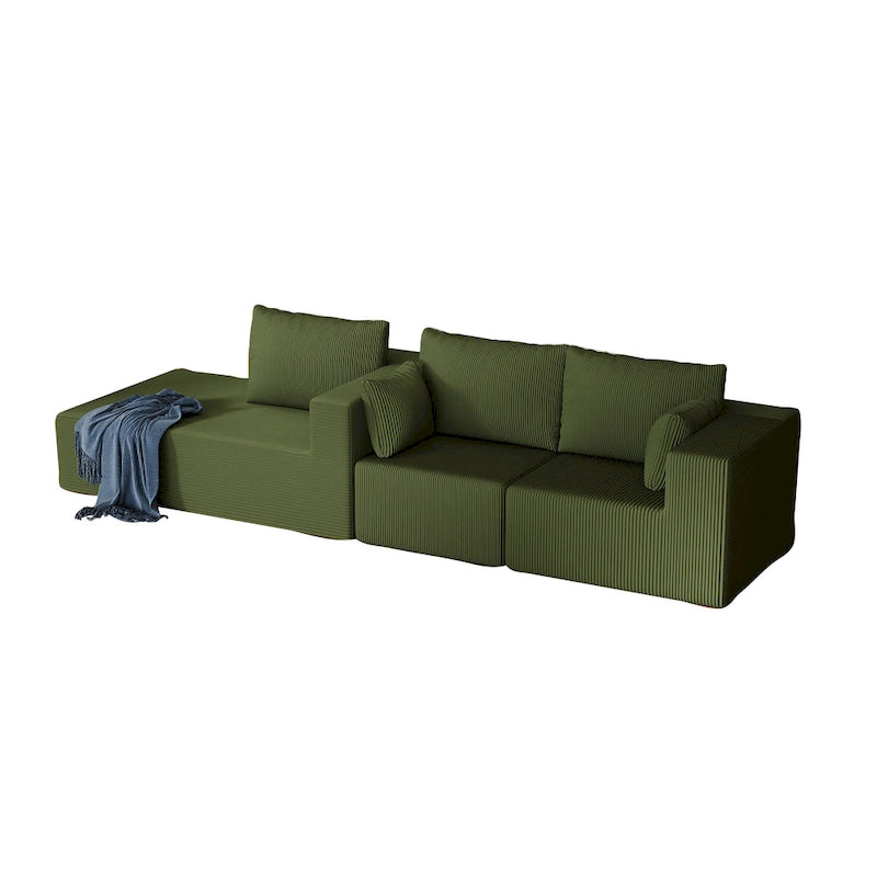 Divano modulare a L in velluto a coste Cloud da 275 cm con chaise longue