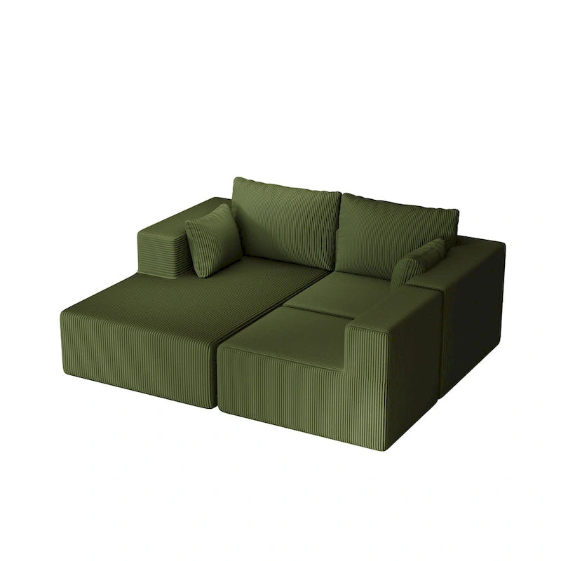 Divano modulare a L in velluto a coste Cloud da 275 cm con chaise longue
