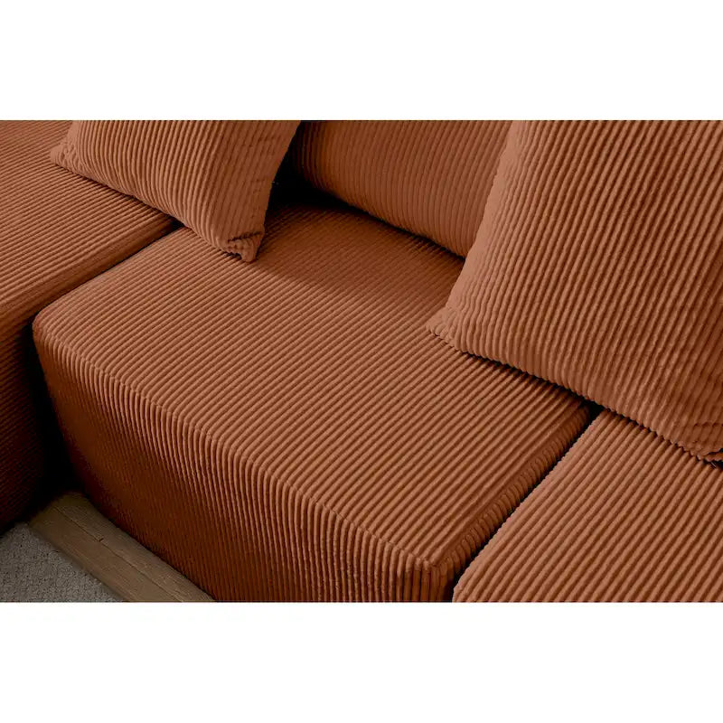 Divano modulare a L in velluto a coste Cloud da 275 cm con chaise longue