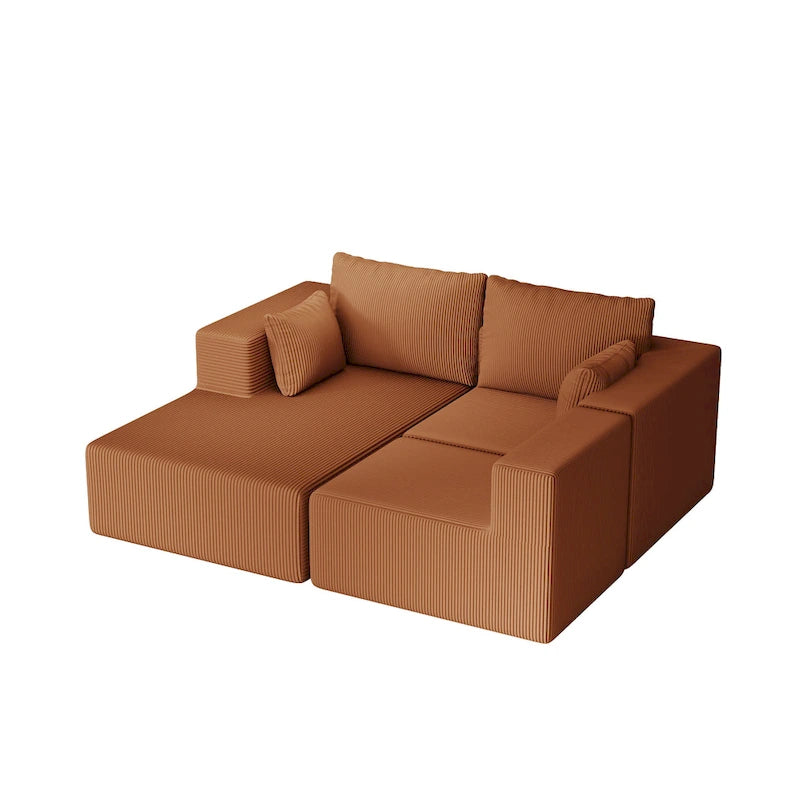 Divano modulare a L in velluto a coste Cloud da 275 cm con chaise longue