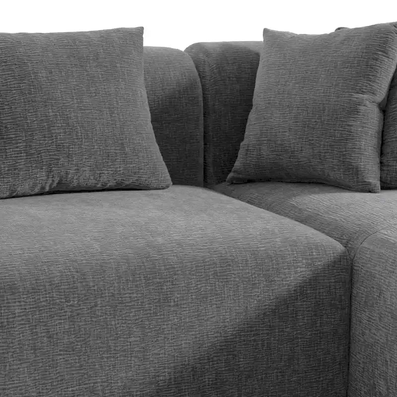 Divano angolare a 4 posti in poliestere 107.5 con design curvo e cuciture larghe