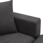 Canapé d'angle en polyester en forme de L de 255 cm avec canapé convertible 4 places, pouf et coussins à ressorts ensachés (capacité de 136 kg)