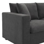 Canapé d'angle en polyester en forme de L de 255 cm avec canapé convertible 4 places, pouf et coussins à ressorts ensachés (capacité de 136 kg)