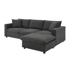 Canapé d'angle en polyester en forme de L de 255 cm avec canapé convertible 4 places, pouf et coussins à ressorts ensachés (capacité de 136 kg)
