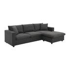 Canapé d'angle en polyester en forme de L de 255 cm avec canapé convertible 4 places, pouf et coussins à ressorts ensachés (capacité de 136 kg)