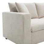 Canapé d'angle en polyester en forme de L de 255 cm avec canapé convertible 4 places, pouf et coussins à ressorts ensachés (capacité de 136 kg)