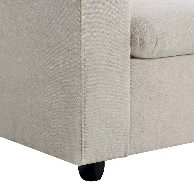 Canapé d'angle en polyester en forme de L de 255 cm avec canapé convertible 4 places, pouf et coussins à ressorts ensachés (capacité de 136 kg)