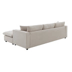 Canapé d'angle en polyester en forme de L de 255 cm avec canapé convertible 4 places, pouf et coussins à ressorts ensachés (capacité de 136 kg)