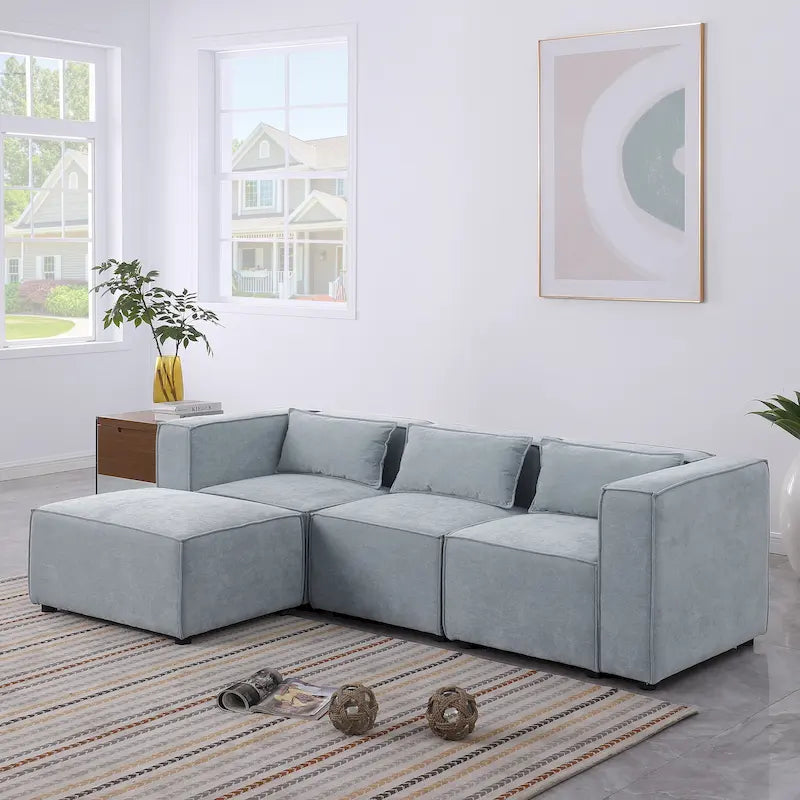 Canapé modulable en tissu chenille combinable à l'infini