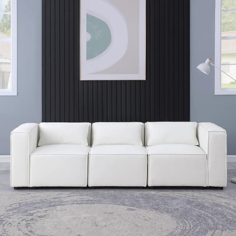 Canapé modulable en tissu chenille combinable à l'infini