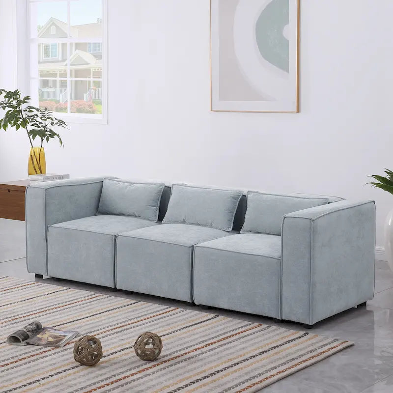 Canapé modulable en tissu chenille combinable à l'infini