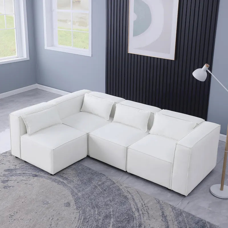 Canapé modulable en tissu chenille combinable à l'infini