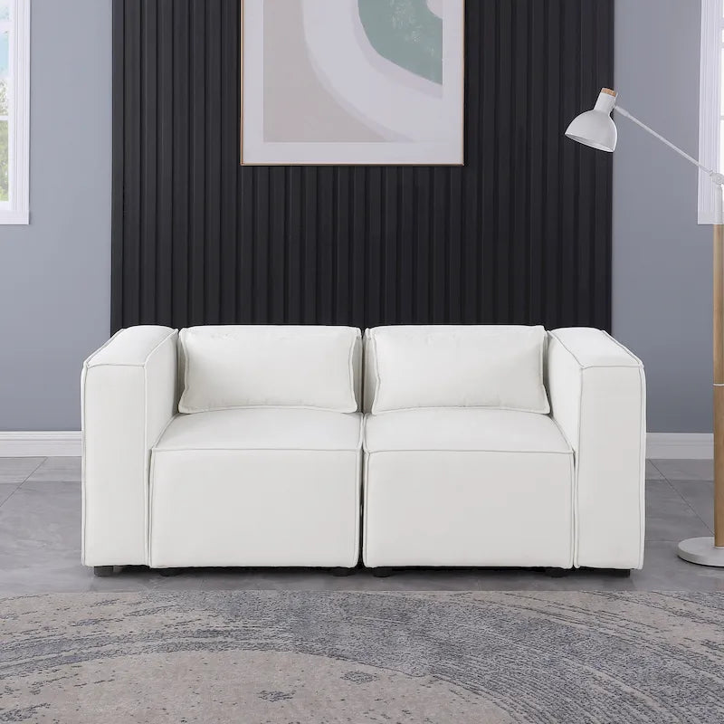Canapé modulable en tissu chenille combinable à l'infini