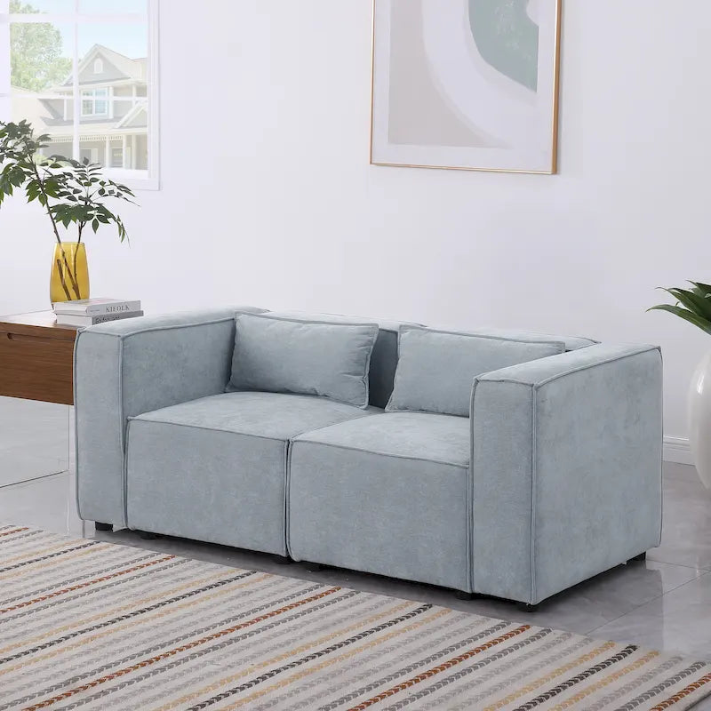 Canapé modulable en tissu chenille combinable à l'infini